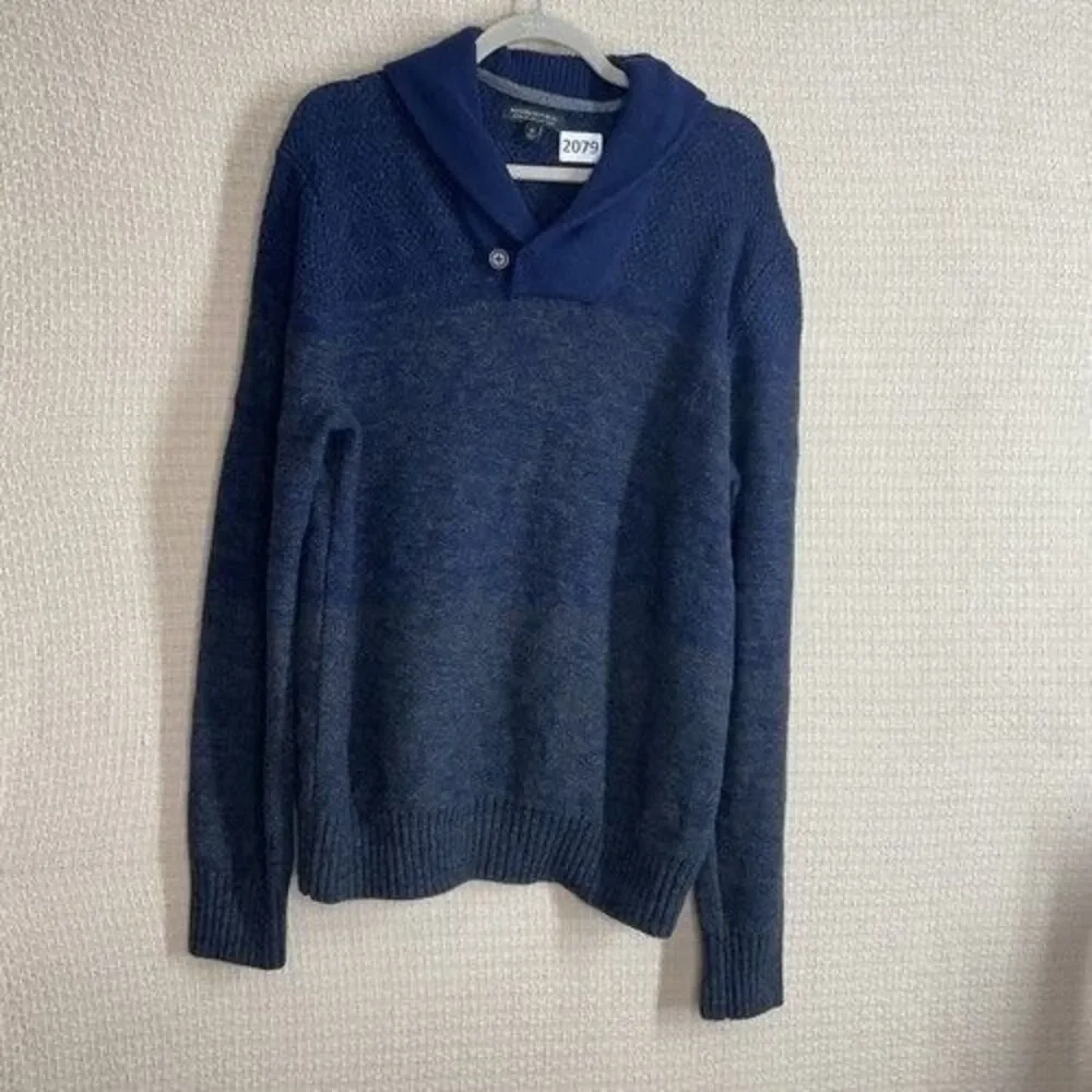 Banana‎ Republic Merino Wool Blend Shawl Collar Sweater Men Size XL Navy Blue